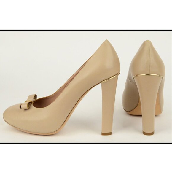 CHLOE SHOES BOW DETAIL BEIGE LEATHER PUMPS HIGH HEEL sz 41 US 10.5 - Picture 4 of 11